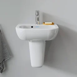 Duravit D-Code 450mm 1TH Handrinse Basin + Semi Pedestal 9 Duravit D-Code 450mm 1TH Handrinse Basin + Semi Pedestal -Croydex shop 0705450000 d1