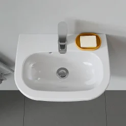 Duravit D-Code 450mm 1TH Handrinse Basin + Semi Pedestal 11 Duravit D-Code 450mm 1TH Handrinse Basin + Semi Pedestal -Croydex shop 0705450000 d3