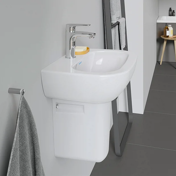 Duravit D-Code 450mm 1TH Handrinse Basin + Semi Pedestal 3 Duravit D-Code 450mm 1TH Handrinse Basin + Semi Pedestal