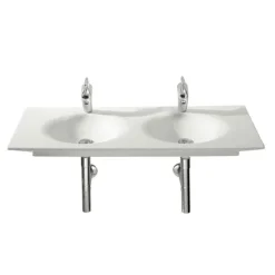 Roca - Kalahari-N Double Bowl Wall Mounted Basin - 1200mm -1 Tap Hole Per Bowl