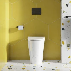 Britton Bathrooms Sphere Tall Rimless Back To Wall Pan + Soft Close Seat -Croydex shop 15.b.33206 d1