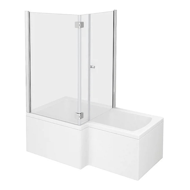 Milan Bathroom Milan Shower Bath Enclosure - 1600mm L-Shaped Inc. Hinged Screen + Panel 4 Milan Bathroom Milan Shower Bath Enclosure - 1600mm L-Shaped Inc. Hinged Screen + Panel - Image 2