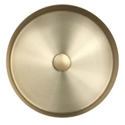 Just Taps Plu JTP Vos Brushed Brass Round Stainless Steel Counter Top Basin + Waste
