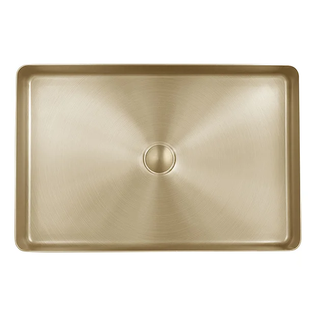 Just Taps Plu JTP Vos Brushed Brass Rectangular Stainless Steel Counter Top Basin + Waste 3 Just Taps Plu JTP Vos Brushed Brass Rectangular Stainless Steel Counter Top Basin + Waste