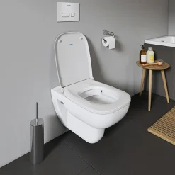 Duravit D-Code Rimless HygieneGlaze Wall Hung Toilet + Seat -Croydex shop 2570092000 d4