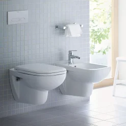 Duravit D-Code Rimless HygieneGlaze Wall Hung Toilet + Seat
