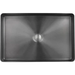 Just Taps Plu JTP Vos Brushed Black Rectangular Stainless Steel Counter Top Basin + Waste