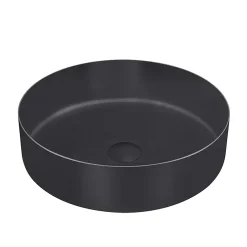 Just Taps Plu JTP Vos Matt Black Round Stainless Steel Counter Top Basin + Waste -Croydex shop 28ctr400mb l