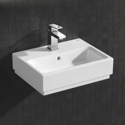 Grohe Cube Ceramic 450mm 1TH Wall Hung Basin -Croydex shop 3948300h d1
