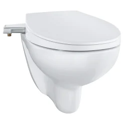 Grohe Bau 2-in-1 Manual Bidet Seat & Rimless Wall Hung Toilet + FREE TOILET ROLL HOLDER -Croydex shop 39651sh0 d1