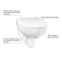 Grohe Bau Rimless Wall Hung Toilet With Slim Soft Close Seat -Croydex shop 39899000 d1