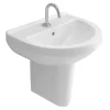 VitrA - S50 45cm Round Cloakroom Basin And Half Pedestal - 1 Tap Hole 1 VitrA - S50 45cm Round Cloakroom Basin And Half Pedestal - 1 Tap Hole -Croydex shop 53005315 ln