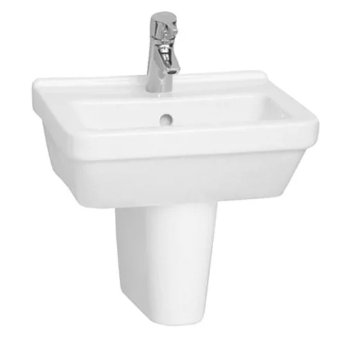 VitrA - S50 45cm Square Cloakroom Basin And Half Pedestal - 1 Tap Hole 4 VitrA - S50 45cm Square Cloakroom Basin And Half Pedestal - 1 Tap Hole - Image 2