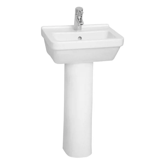 VitrA - S50 45cm Square Cloakroom Basin And Pedestal - 1 Tap Hole 4 VitrA - S50 45cm Square Cloakroom Basin And Pedestal - 1 Tap Hole - Image 2