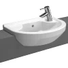 VitrA - S50 Round Compact Semi-Recessed Basin - Left Or Right Hand Tap Hole Option -Croydex shop 55970030028 l