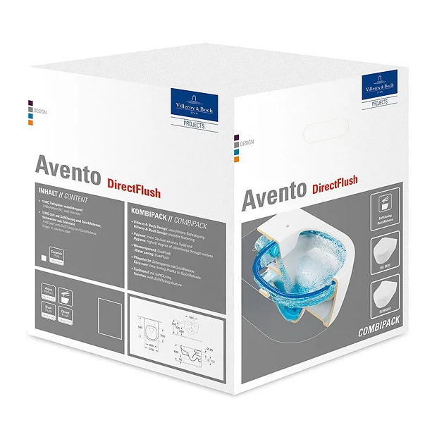 Villeroy & Boch Villeroy And Boch Avento DirectFlush Rimless Wall Hung Toilet W/ Slim Soft Close Seat 3 Villeroy & Boch Villeroy And Boch Avento DirectFlush Rimless Wall Hung Toilet W/ Slim Soft Close Seat