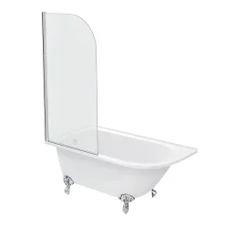 Victorian Plumbing Appleby 1550 Roll Top Shower Bath With Screen + Chrome Leg Set -Croydex shop a15bsr detail1