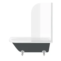 Victorian Plumbing Appleby Grey 1700 Roll Top Shower Bath With Screen + Chrome Leg Set -Croydex shop a17bsrgry new detail2