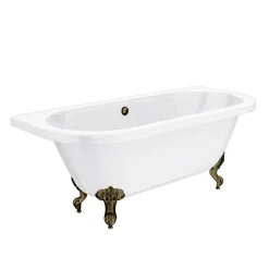 Victorian Plumbing Admiral 1685 Back To Wall Roll Top Bath + Antique Brass Leg Set -Croydex shop admiral1685abd1