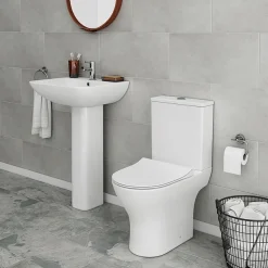 Victorian Plumbing Alps Modern Rimless Short Projection Toilet + Soft Closing Seat -Croydex shop alp350 d1