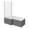 Victorian Plumbing Apollo2 Shower Bath - 1700mm L Shaped With Screen + Gloss Grey Panel -Croydex shop ap17fs n d4
