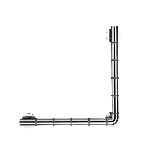 Croydex Grab N Grip L-Shaped 480mm Rail Grab Bar - Chrome 4 Croydex Grab N Grip L-Shaped 480mm Rail Grab Bar - Chrome - Image 2