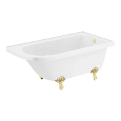 Victorian Plumbing Appleby 1550 Roll Top Shower Bath + Brushed Brass Leg Set -Croydex shop aprh15bb lrg2
