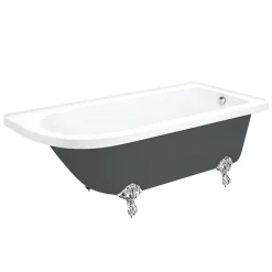 Victorian Plumbing Appleby Grey 1700 Roll Top Shower Bath + Chrome Leg Set -Croydex shop aprh1700bgry l