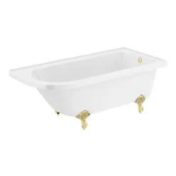 Victorian Plumbing Appleby 1700 Roll Top Shower Bath + Brushed Brass Leg Set -Croydex shop aprh17 l2