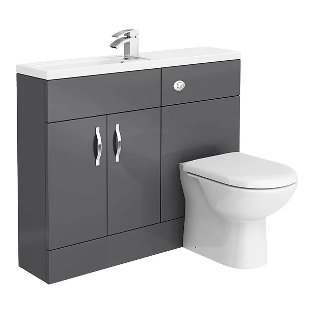 Victorian Plumbing Apollo2 1100mm Gloss Grey Slimline Combination Furniture Pack (Excludes Pan + Cistern) 6 Victorian Plumbing Apollo2 1100mm Gloss Grey Slimline Combination Furniture Pack (Excludes Pan + Cistern) - Image 4