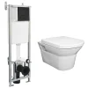 Arezzo Matt Black Dual Flush Concealed WC Cistern With Wall Hung Frame + Modern Toilet -Croydex shop arwhfp d6