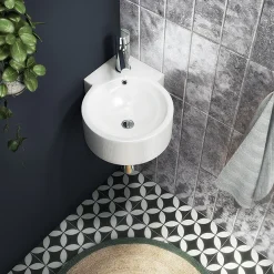 Arezzo Modern Cloakroom Suite (Toilet + Corner Basin) -Croydex shop arzcs detail1