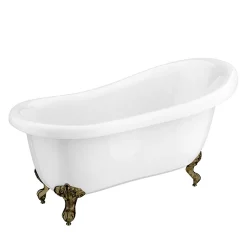 Victorian Plumbing Astoria 1550 Roll Top Slipper Bath + Antique Brass Leg Set -Croydex shop ast1550ab lrg01