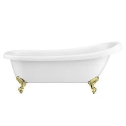 Victorian Plumbing Astoria 1710 Roll Top Slipper Bath + Brushed Brass Leg Set -Croydex shop ast1710bb d1