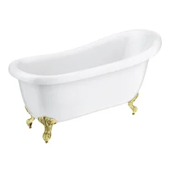 Victorian Plumbing Astoria 1710 Roll Top Slipper Bath + Brushed Brass Leg Set -Croydex shop ast1710bb l2