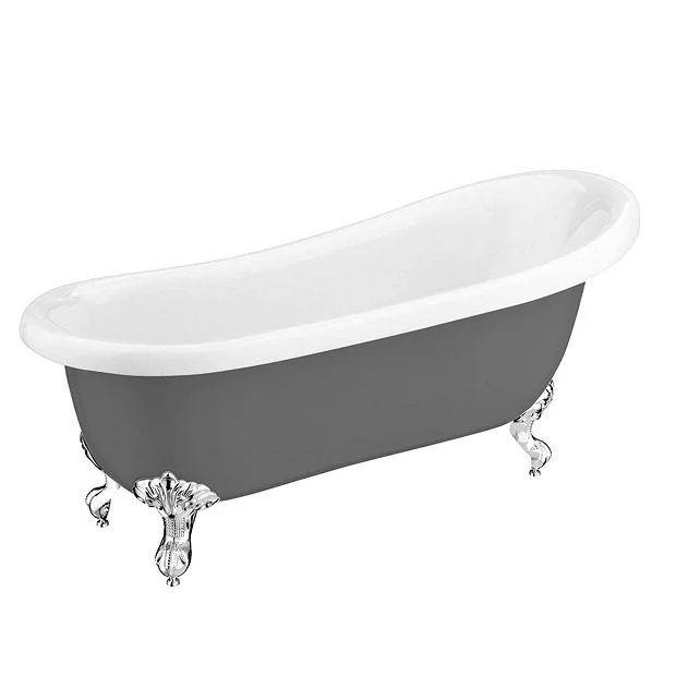 Victorian Plumbing Astoria Grey 1710 Roll Top Slipper Bath W. Ball + Claw Leg Set 3 Victorian Plumbing Astoria Grey 1710 Roll Top Slipper Bath W. Ball + Claw Leg Set
