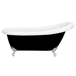 Victorian Plumbing Astoria Black 1550 Roll Top Slipper Bath W. Ball + Claw Leg Set -Croydex shop astoriablack1550mmrolltopslipperbathdetail1