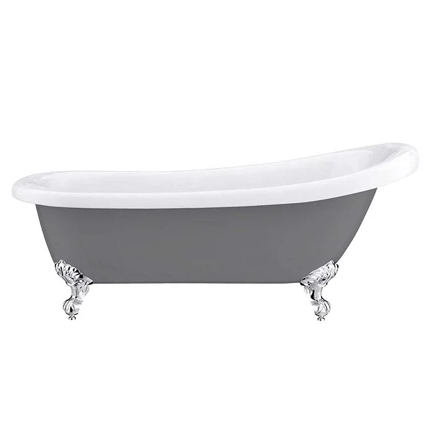 Victorian Plumbing Astoria Grey 1710 Roll Top Slipper Bath W. Ball + Claw Leg Set 5 Victorian Plumbing Astoria Grey 1710 Roll Top Slipper Bath W. Ball + Claw Leg Set - Image 3