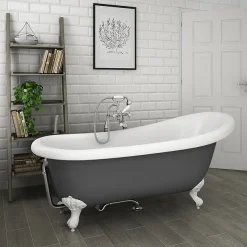 Victorian Plumbing Astoria Grey 1710 Roll Top Slipper Bath W. Ball + Claw Leg Set 9 Victorian Plumbing Astoria Grey 1710 Roll Top Slipper Bath W. Ball + Claw Leg Set -Croydex shop astoriagrey1710rolltopslipperbathnl