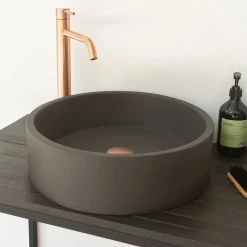 Arezzo Stone Dark Grey Concrete Round Counter Top Basin - 405mm Diameter -Croydex shop az068dc lrg