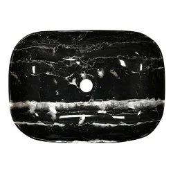 Arezzo 455 X 325mm Curved Rectangular Counter Top Basin - Gloss Black Marble Effect -Croydex shop az1004 d2