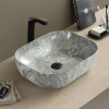 Arezzo 505 X 405mm Curved Rectangular Counter Top Basin - Gloss Grey Marble Effect -Croydex shop az1015 d1