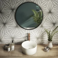 Arezzo Ribbed Round Counter Top Basin - 358mm Diameter -Croydex shop az103 detail2