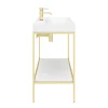 Arezzo 1000 Brushed Brass Framed Washstand With Gloss White Open Shelf And Basin -Croydex shop az10bbfpm d4