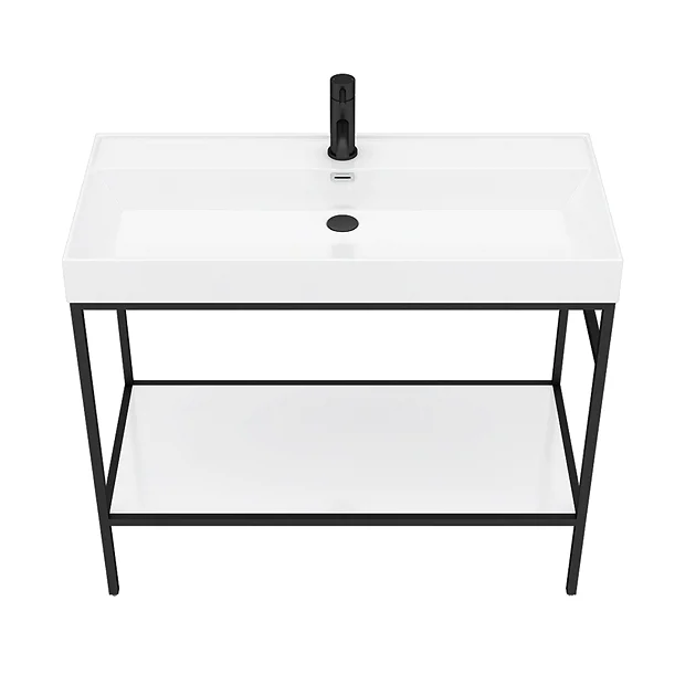 Venice Matt Black 1000mm Framed Washstand And Basin Inc. Tap + Bottle Trap 7 Venice Matt Black 1000mm Framed Washstand And Basin Inc. Tap + Bottle Trap - Image 5