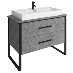 Arezzo 1000 Concrete-Effect Matt Black Framed Vanity Unit + Square Toilet 8 Arezzo 1000 Concrete-Effect Matt Black Framed Vanity Unit + Square Toilet -Croydex shop az10cb2dwc d1