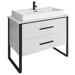 Arezzo 1000 Gloss White Matt Black Framed Vanity Unit + Square Toilet 8 Arezzo 1000 Gloss White Matt Black Framed Vanity Unit + Square Toilet -Croydex shop az10wb2dwc d1