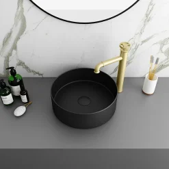 Arezzo 352mm Matt Black Round Counter Top Basin -Croydex shop az110amb d2