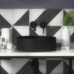 Arezzo 352mm Matt Black Round Counter Top Basin -Croydex shop az110amb d4