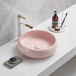 Arezzo Round Counter Top Basin (420mm Diameter - Matt Pink)